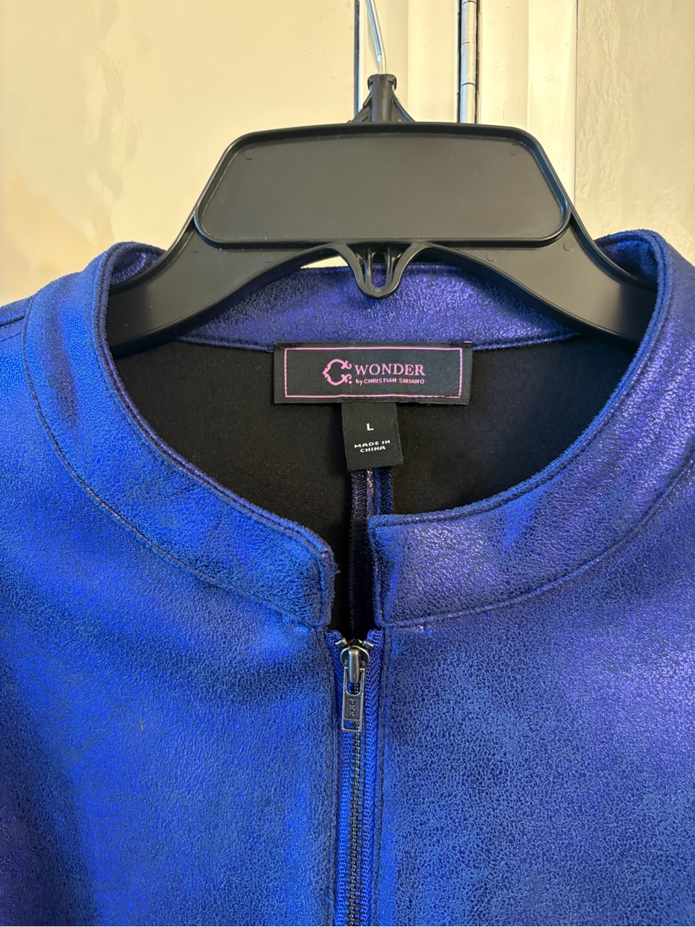 Christian Siriano Women's Electric Blue Zip Bomber Jacket